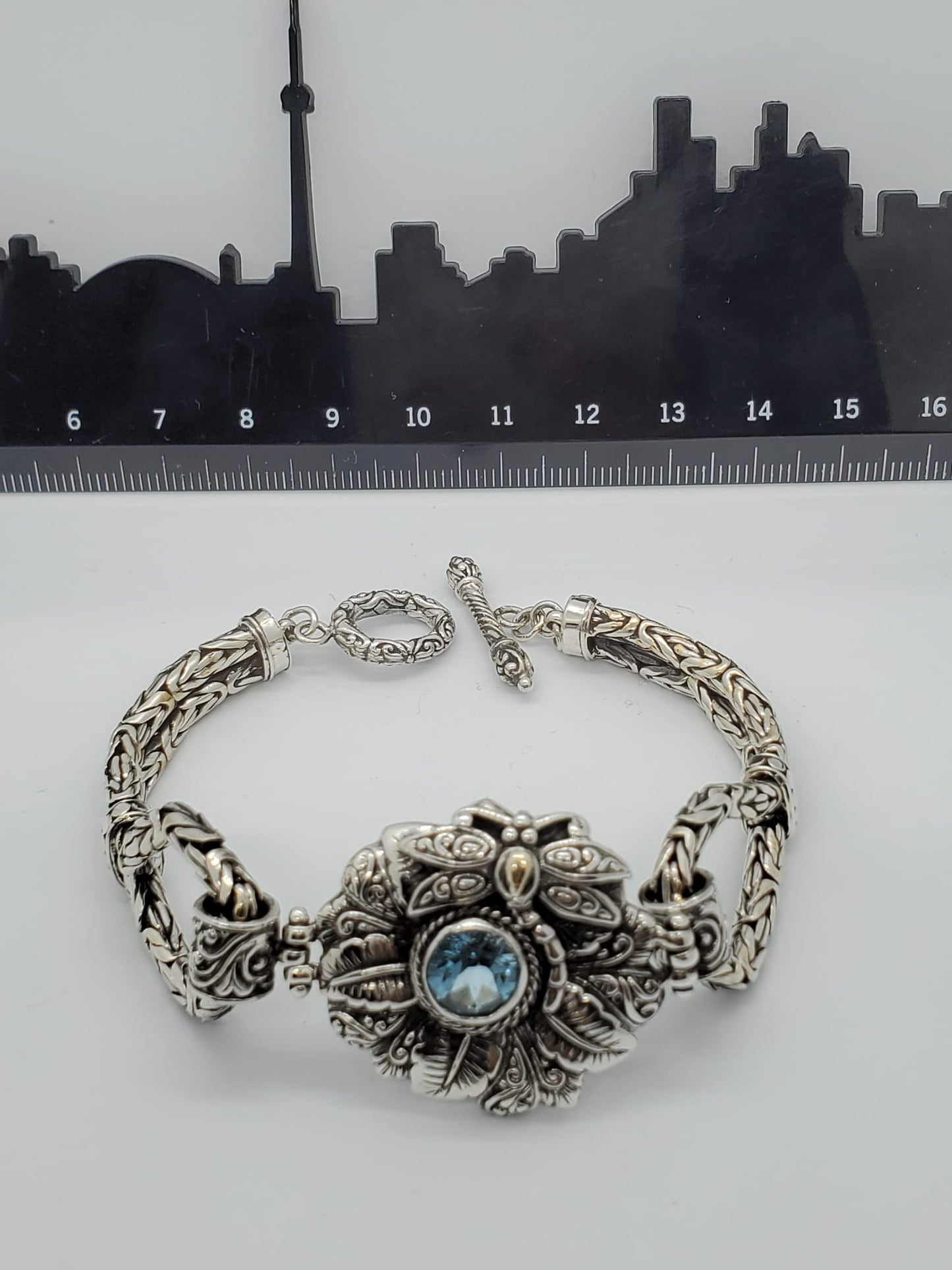 Aquamarine Carved Bracelet