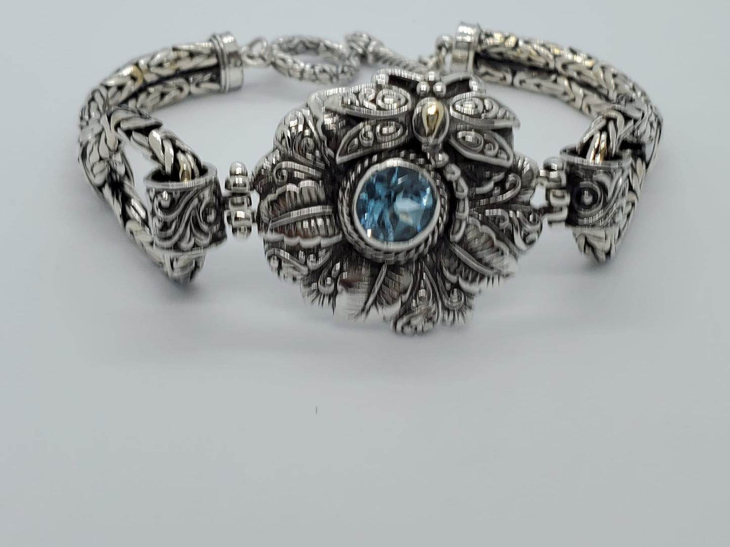 Aquamarine Carved Bracelet