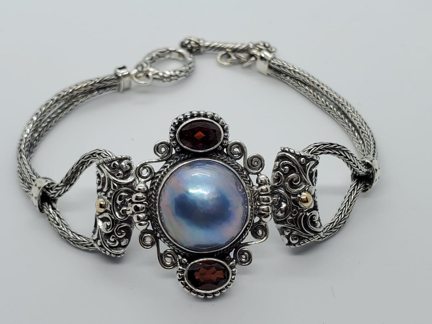 Mabe Pearl and Garnet Bracelet