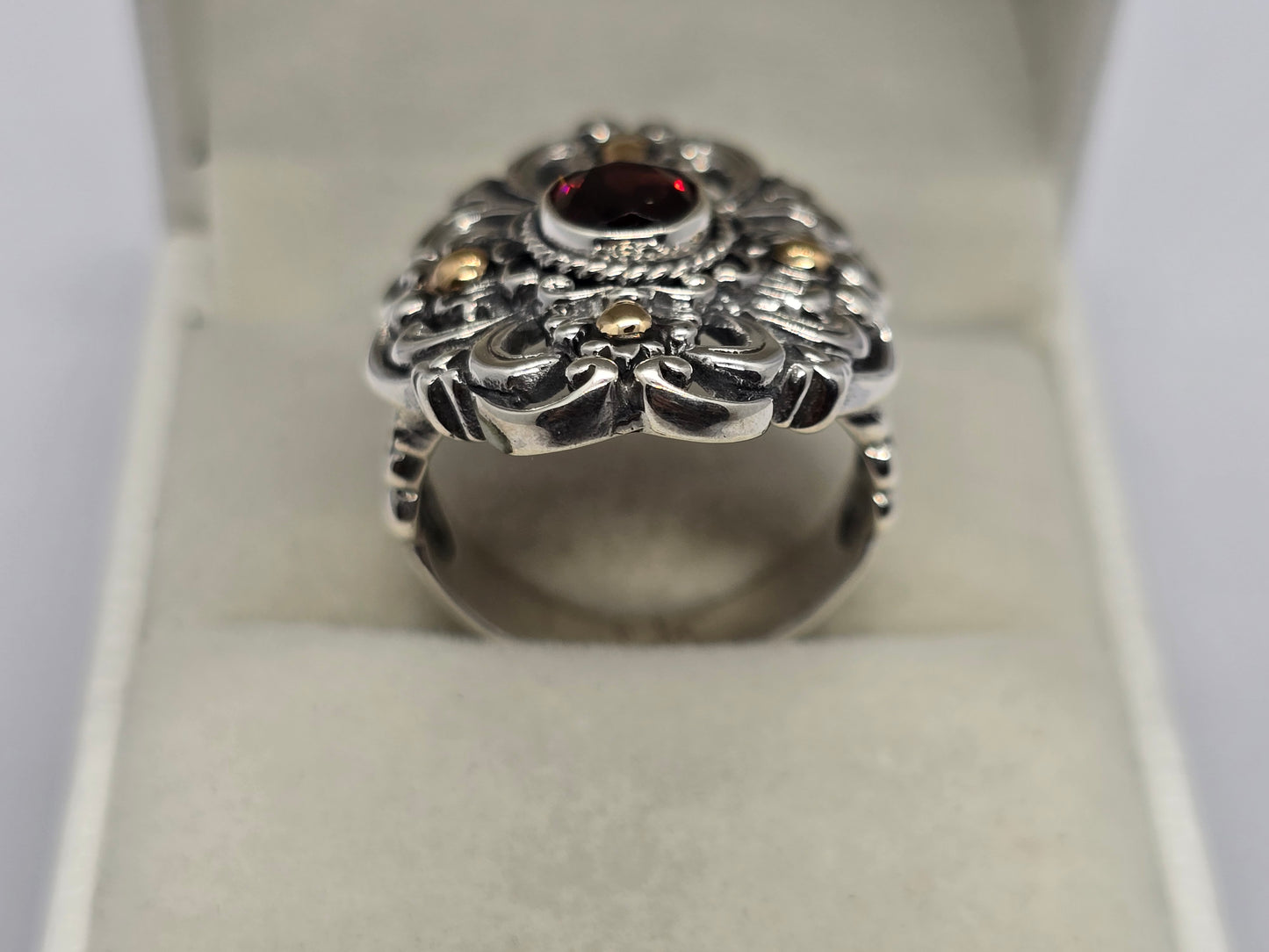 Cocktail Balinese Garnet Ring