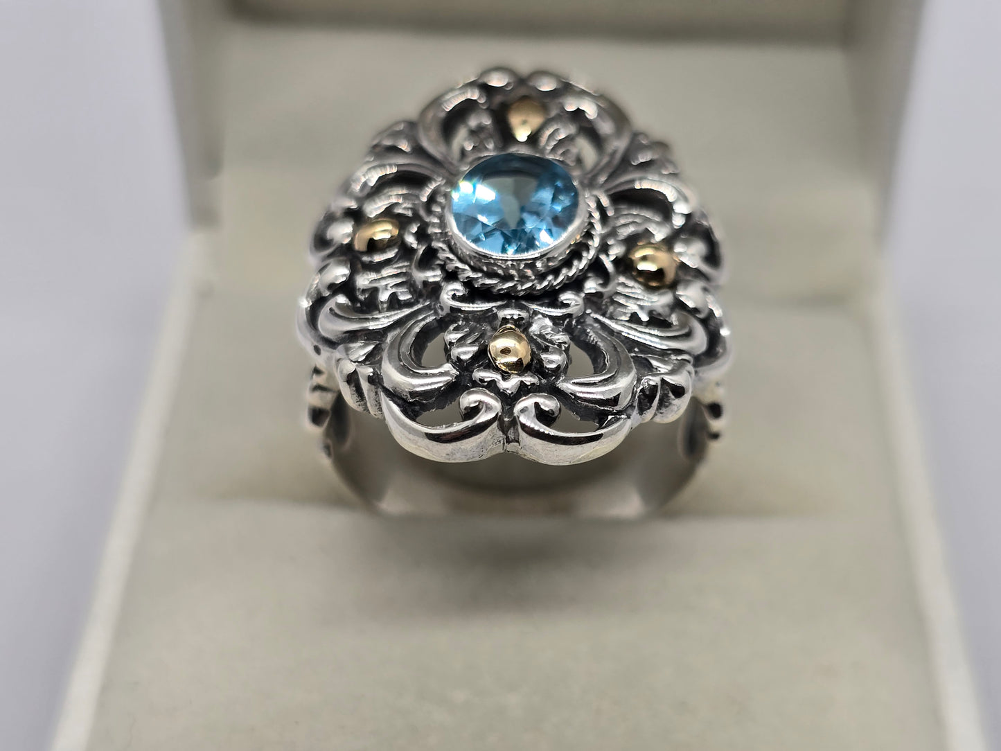 Cocktail Balinese Aquamarine Ring