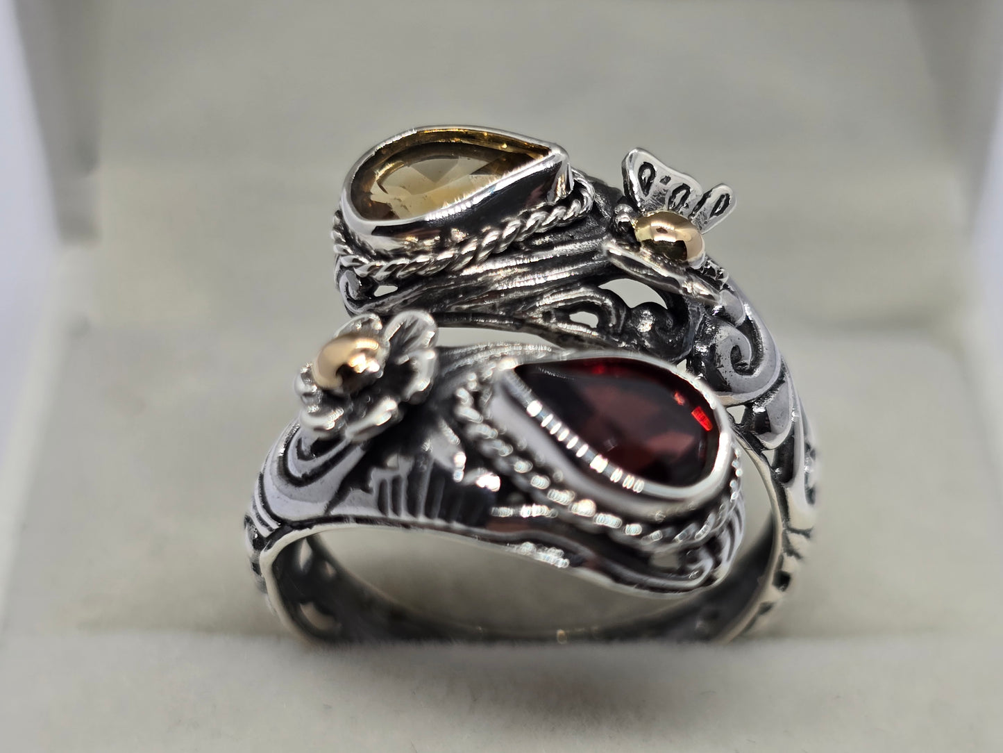 Huggie Ring - Garnet & Citrine