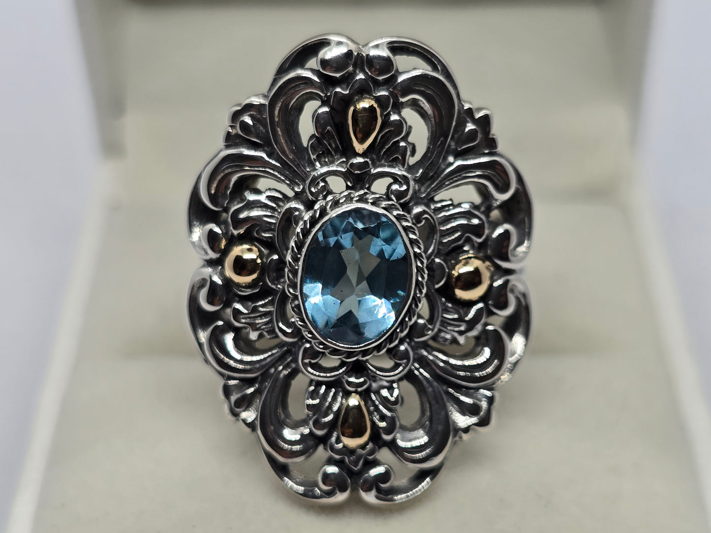 Cocktail Balinese Aquamarine Ring