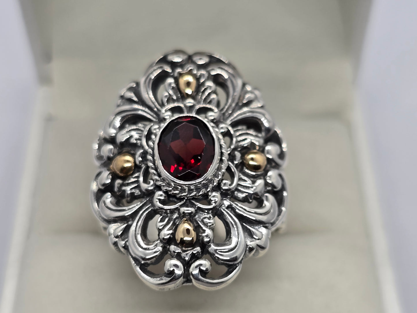 Cocktail Balinese Garnet Ring