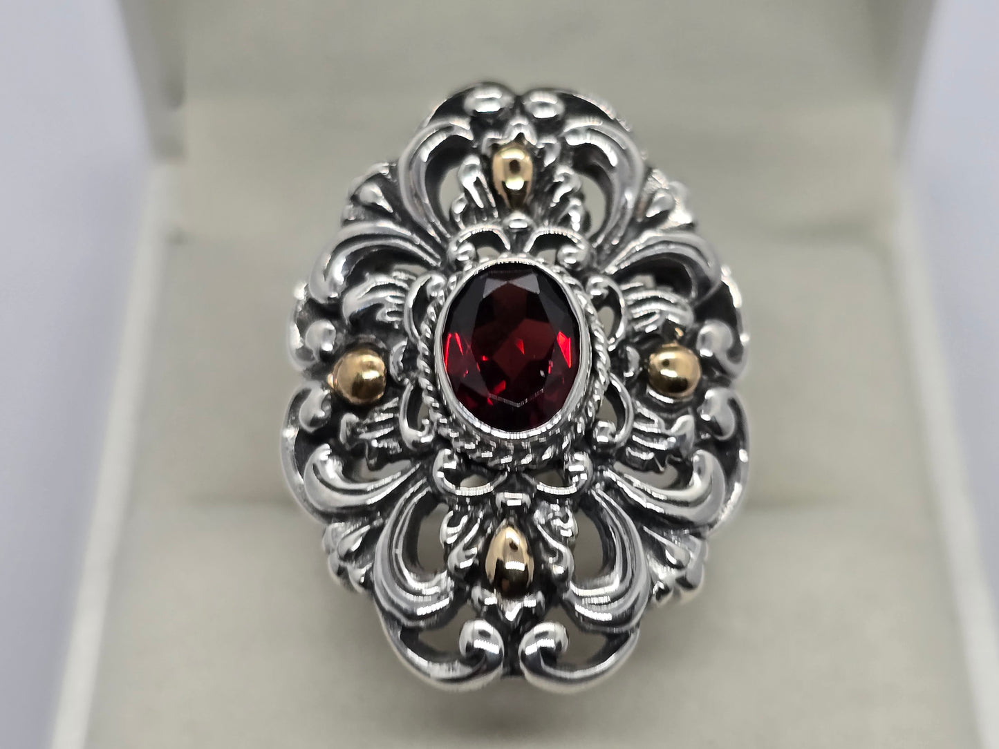 Cocktail Balinese Garnet Ring