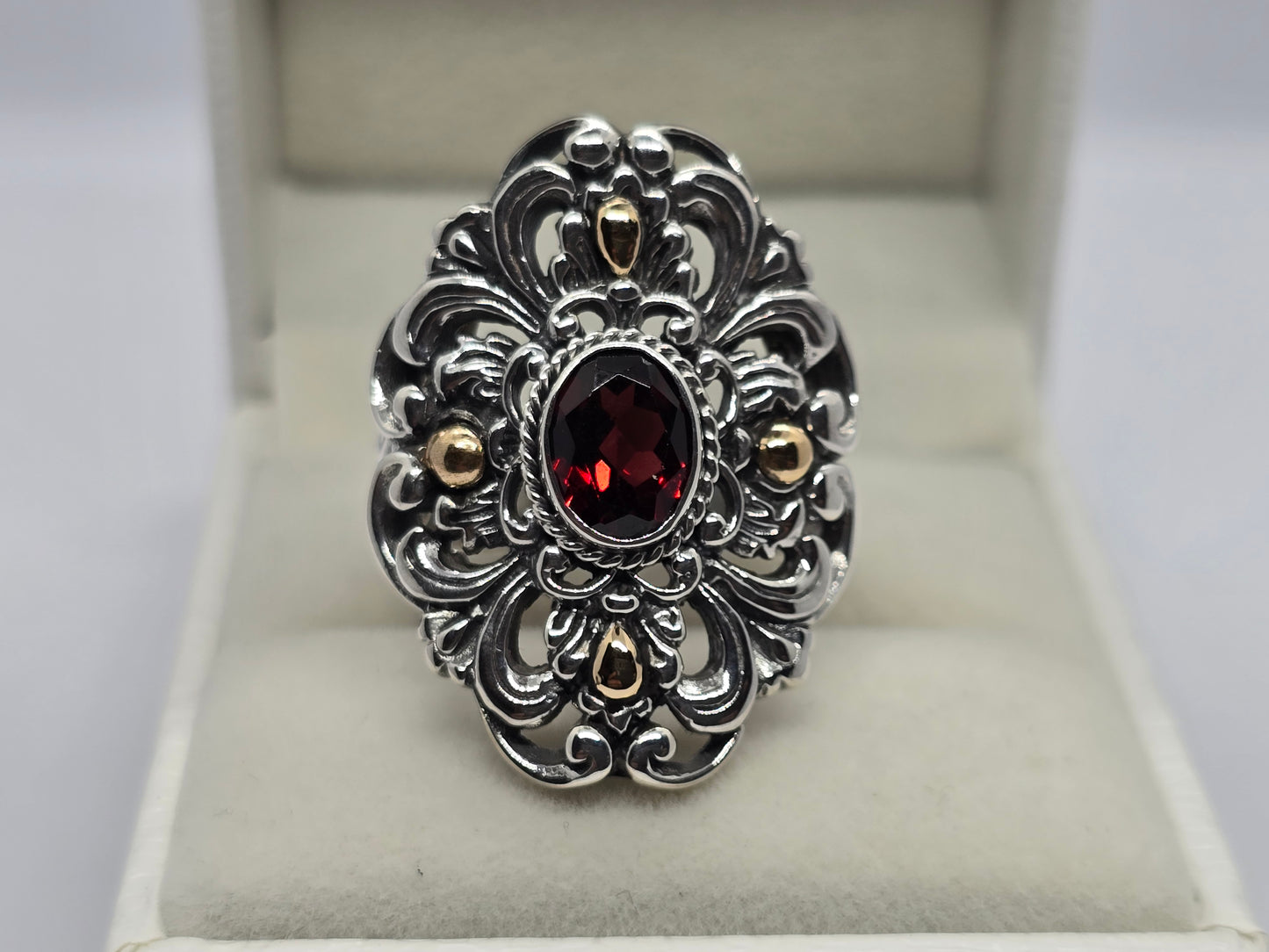 Cocktail Balinese Garnet Ring