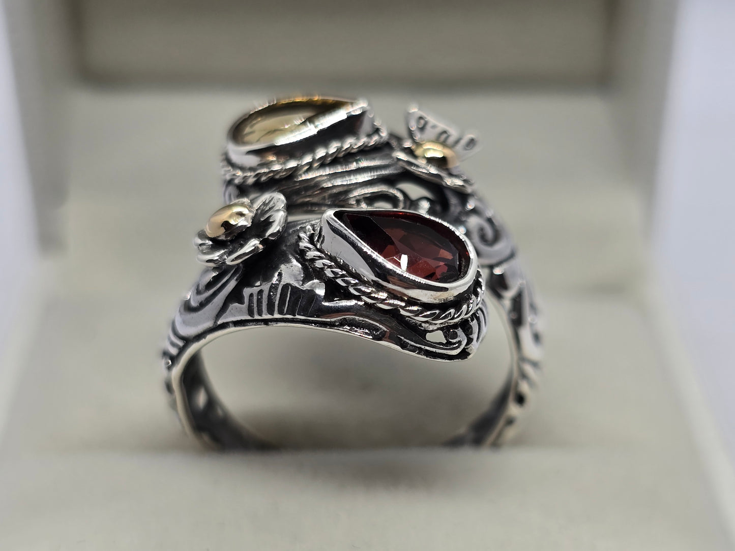 Huggie Ring - Garnet & Citrine