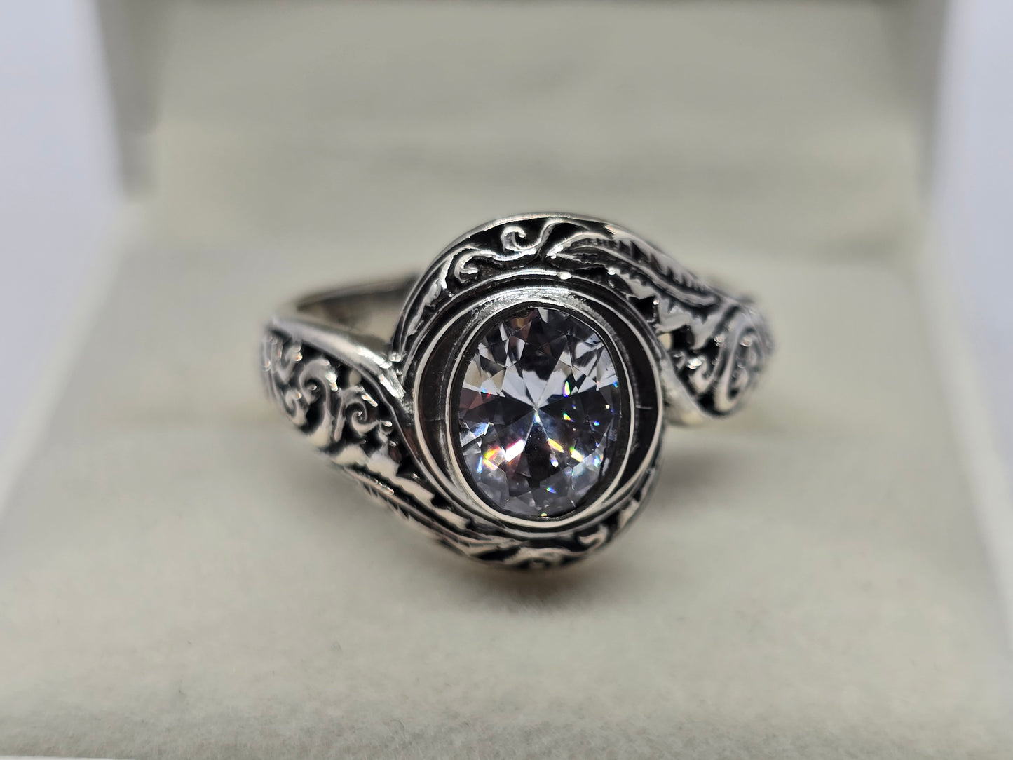 Clear Quartz Carved Ring