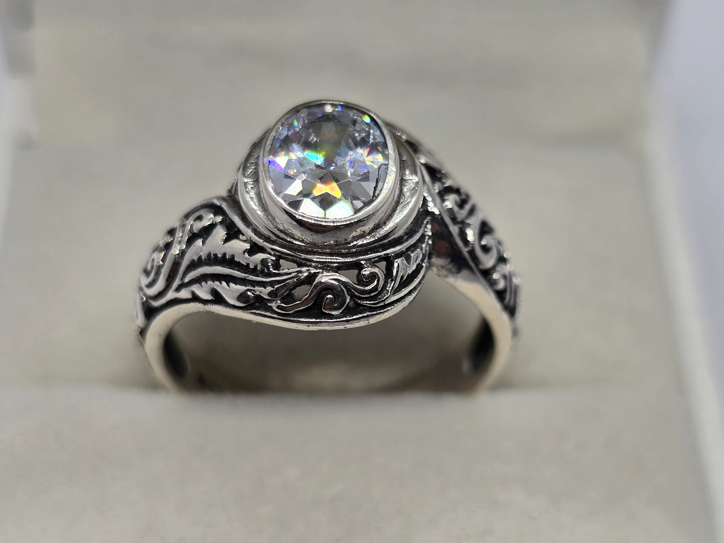 Clear Quartz Carved Ring
