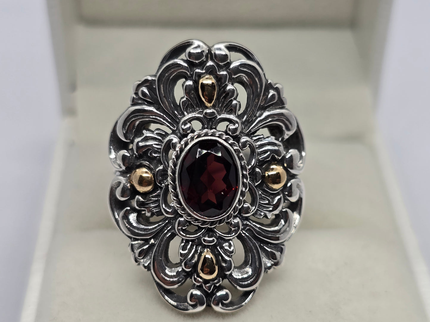 Cocktail Balinese Garnet Ring