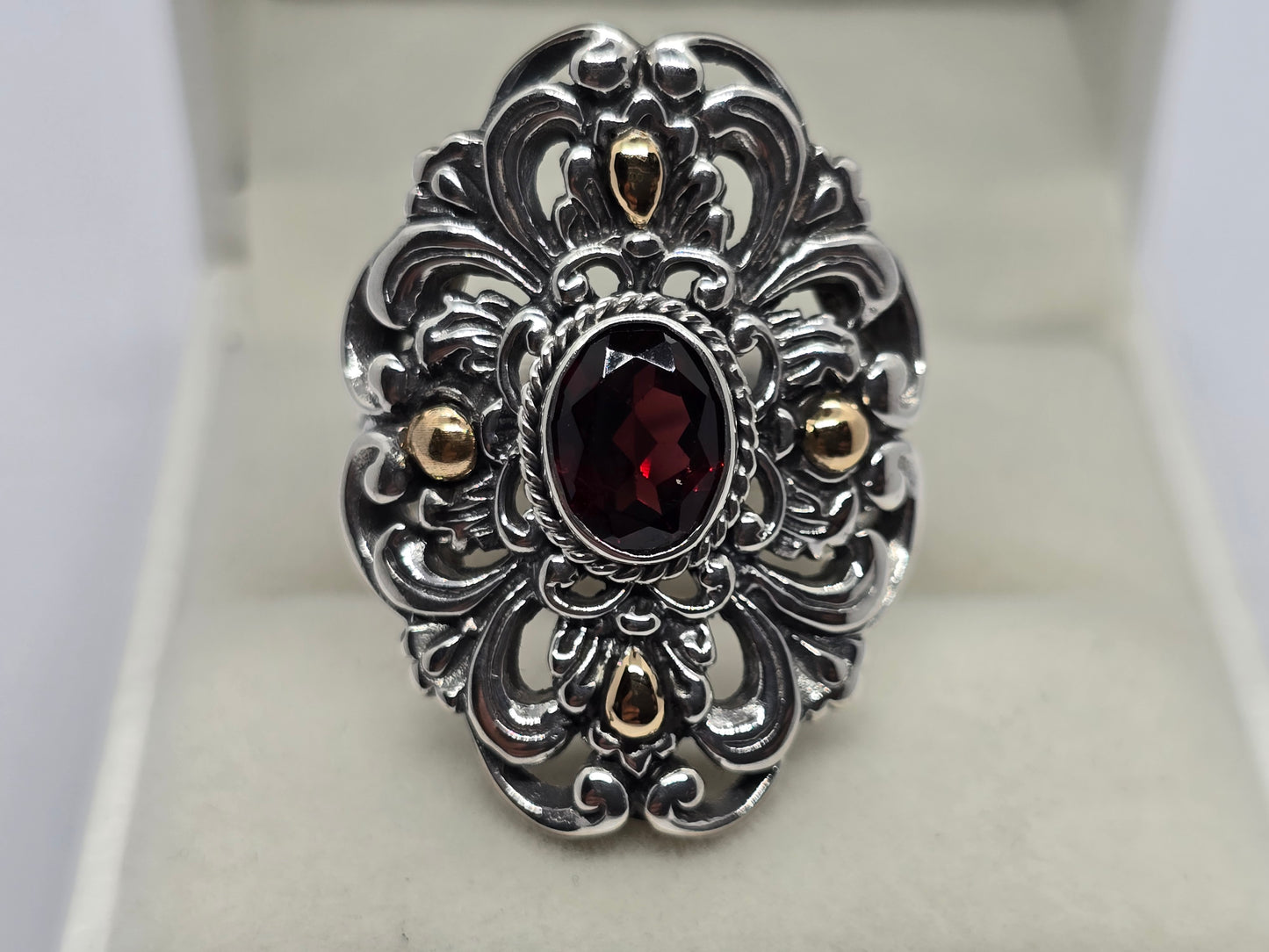Cocktail Balinese Garnet Ring