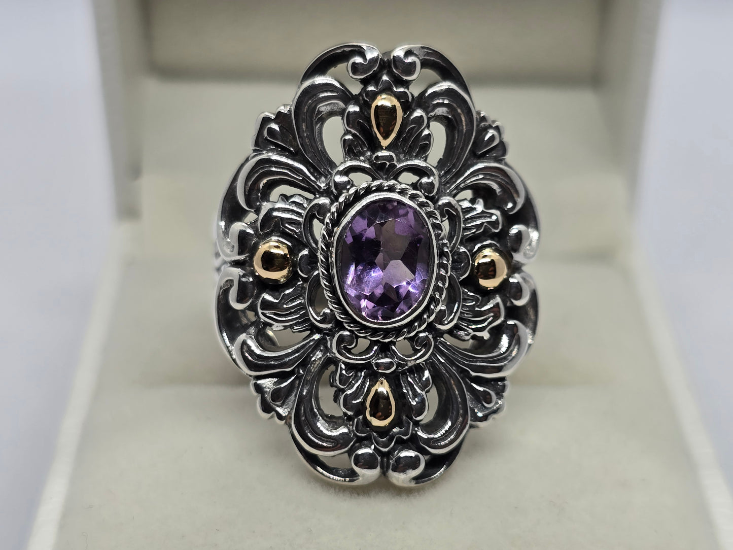 Cocktail Balinese Amethyst Ring