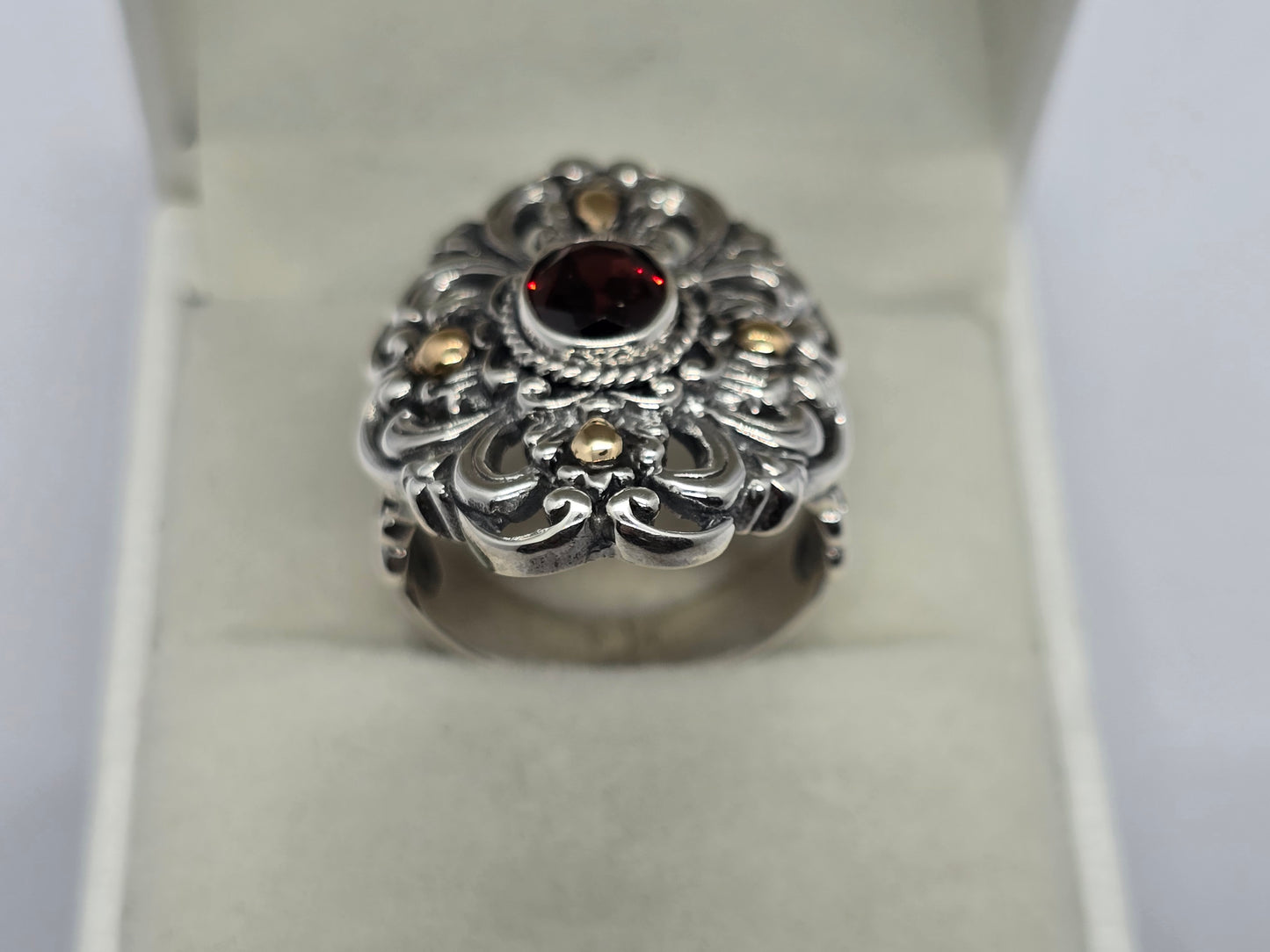 Cocktail Balinese Garnet Ring