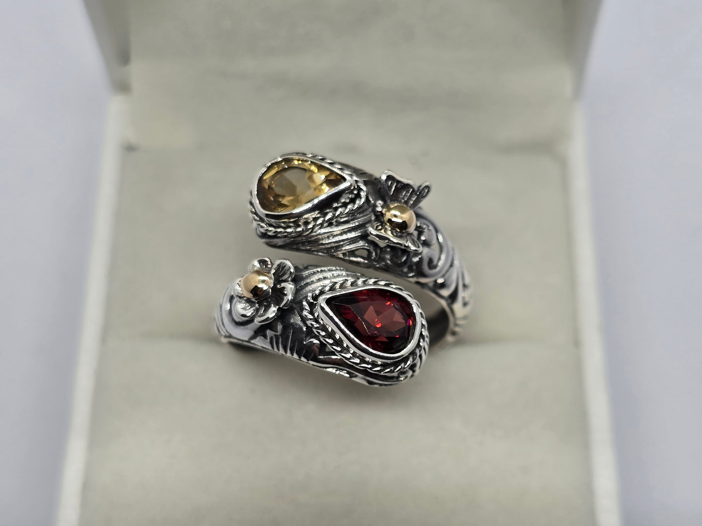 Huggie Ring - Garnet & Citrine