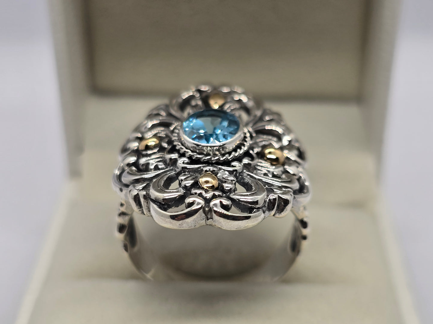 Cocktail Balinese Aquamarine Ring