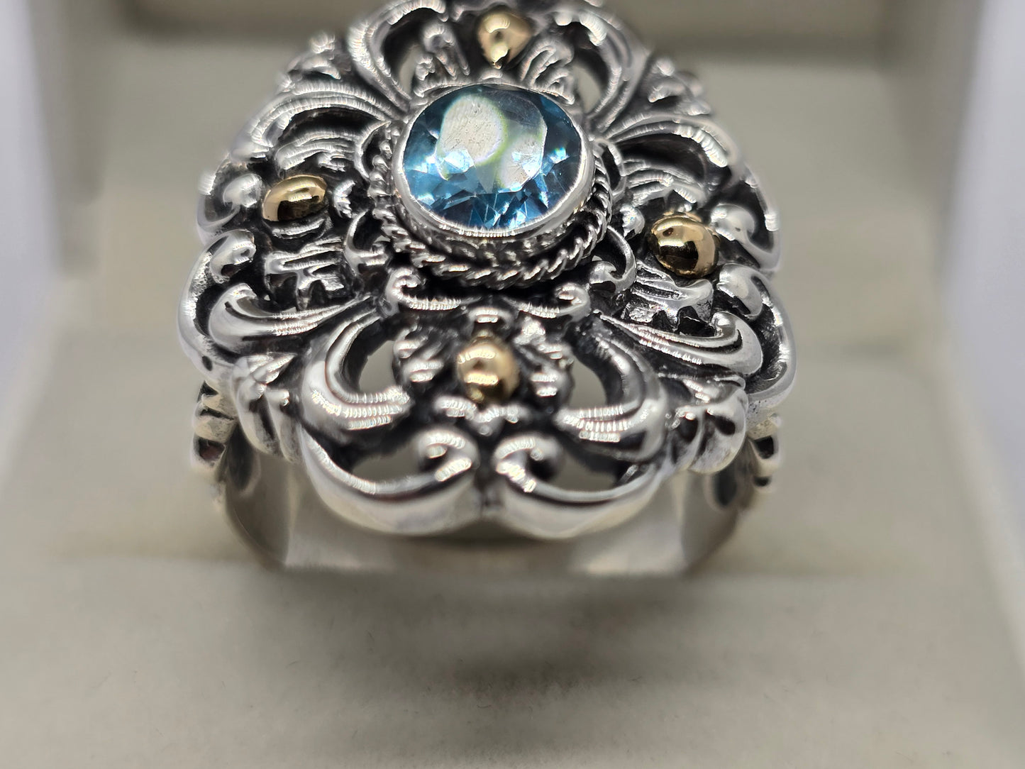 Cocktail Balinese Aquamarine Ring