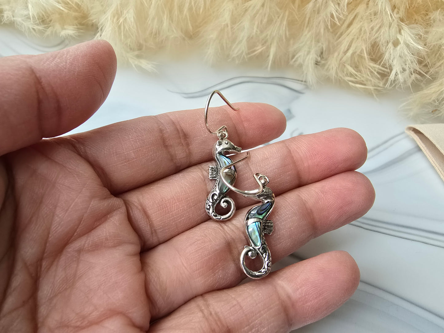 Seahorse Abalone Earings