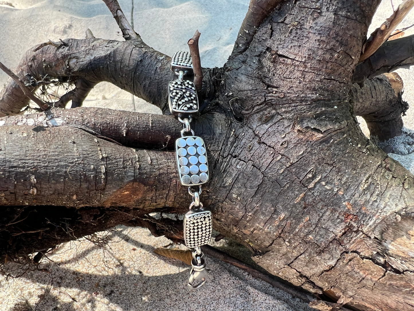 Rectangle Silver Beads Bracelet