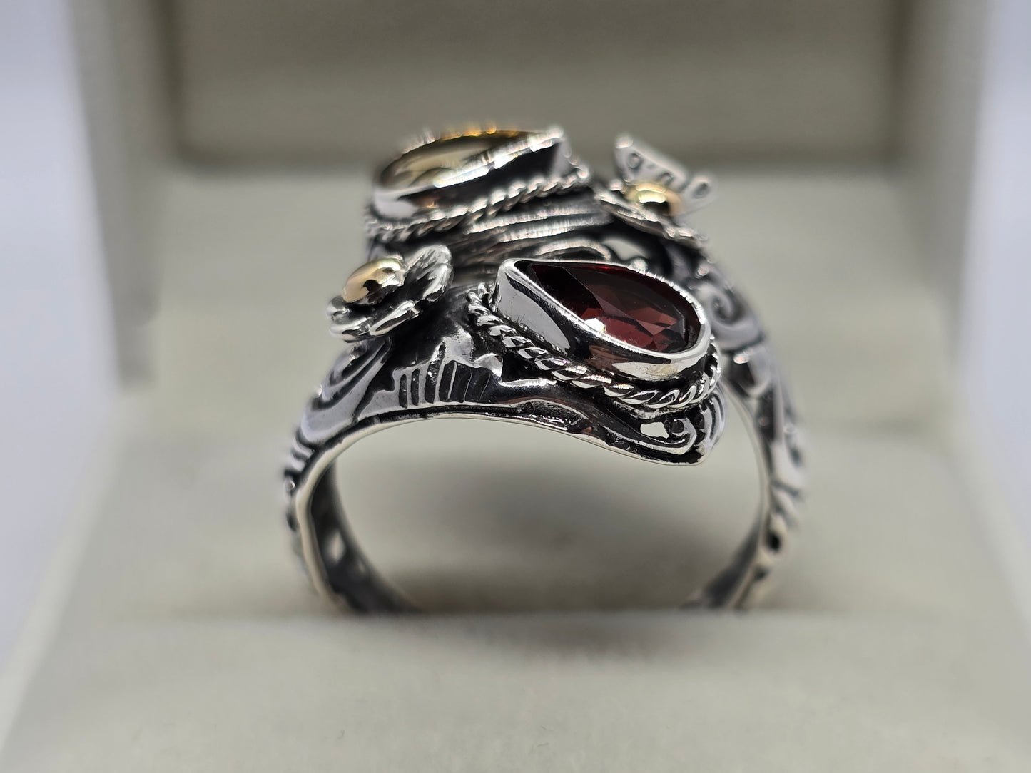 Huggie Ring - Garnet & Citrine